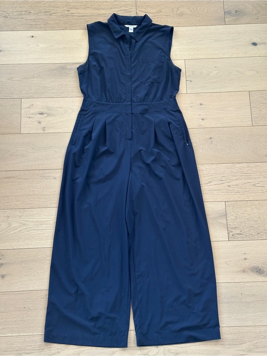 Athleta Pants - Athleta Sleeveless Collared Navy Wide-Leg Jumpsuit